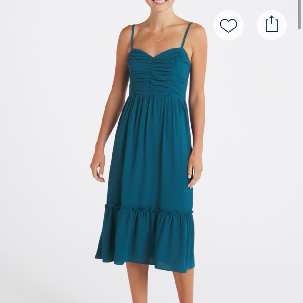 Ruched teal dress 👗